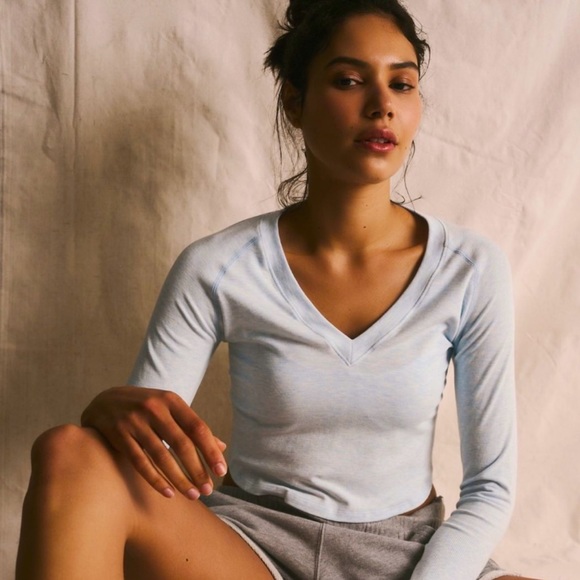 Free People Tops - Free People, Too Good Long Sleeve. Color Blue Heather.